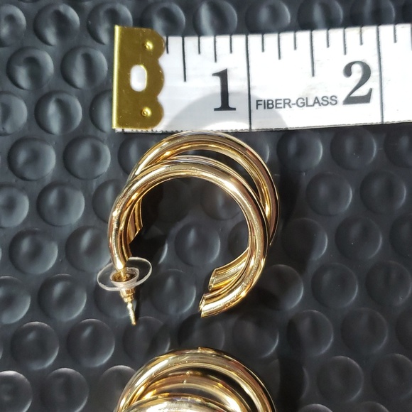 Glossy Gold Hoop Earrings - Picture 7 of 8